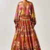 Rajdeep Ranawat Pink Floral Printed Lehenga Set