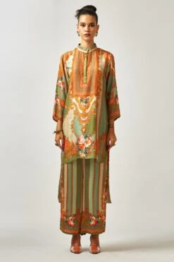 Rajdeep Ranawat Permaz Fresh Green Stripe Printed Pant