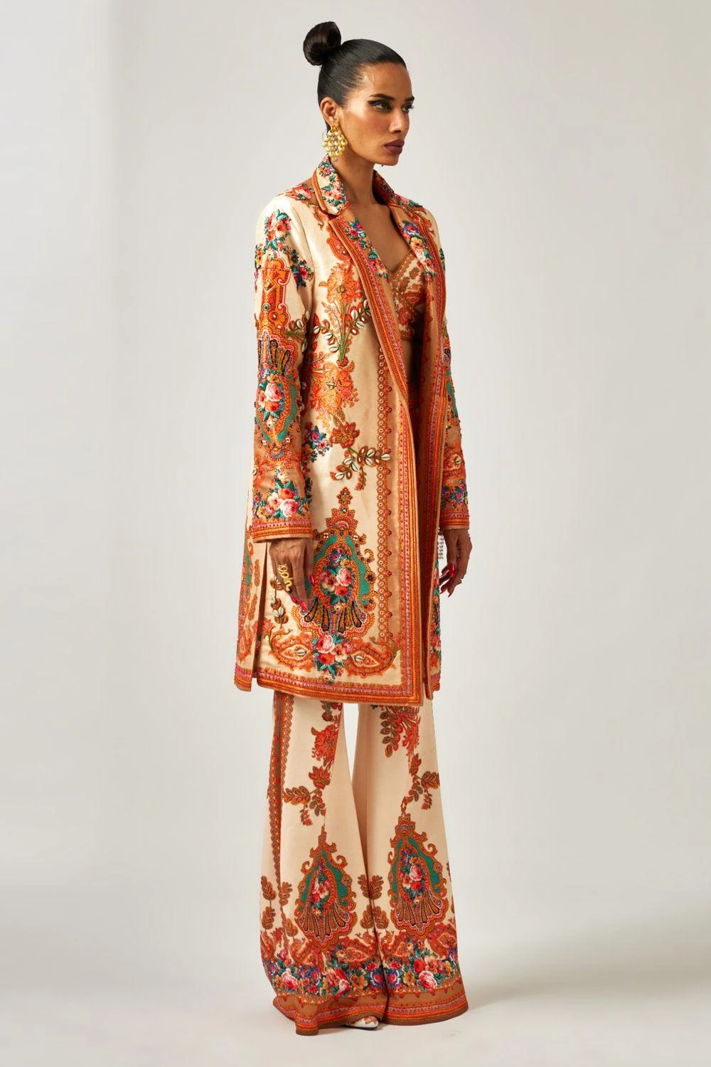 Rajdeep Ranawat Bridgette Beige & Orange Floral Printed Bralette 2 Rajdeep Ranawat Bridgette Beige & Orange Floral Printed Bralette - Image 2