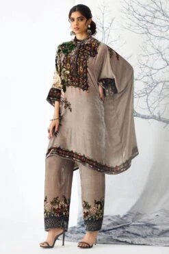 Rajdeep Ranawat Permaz Neutral Brown Floral Print Pant