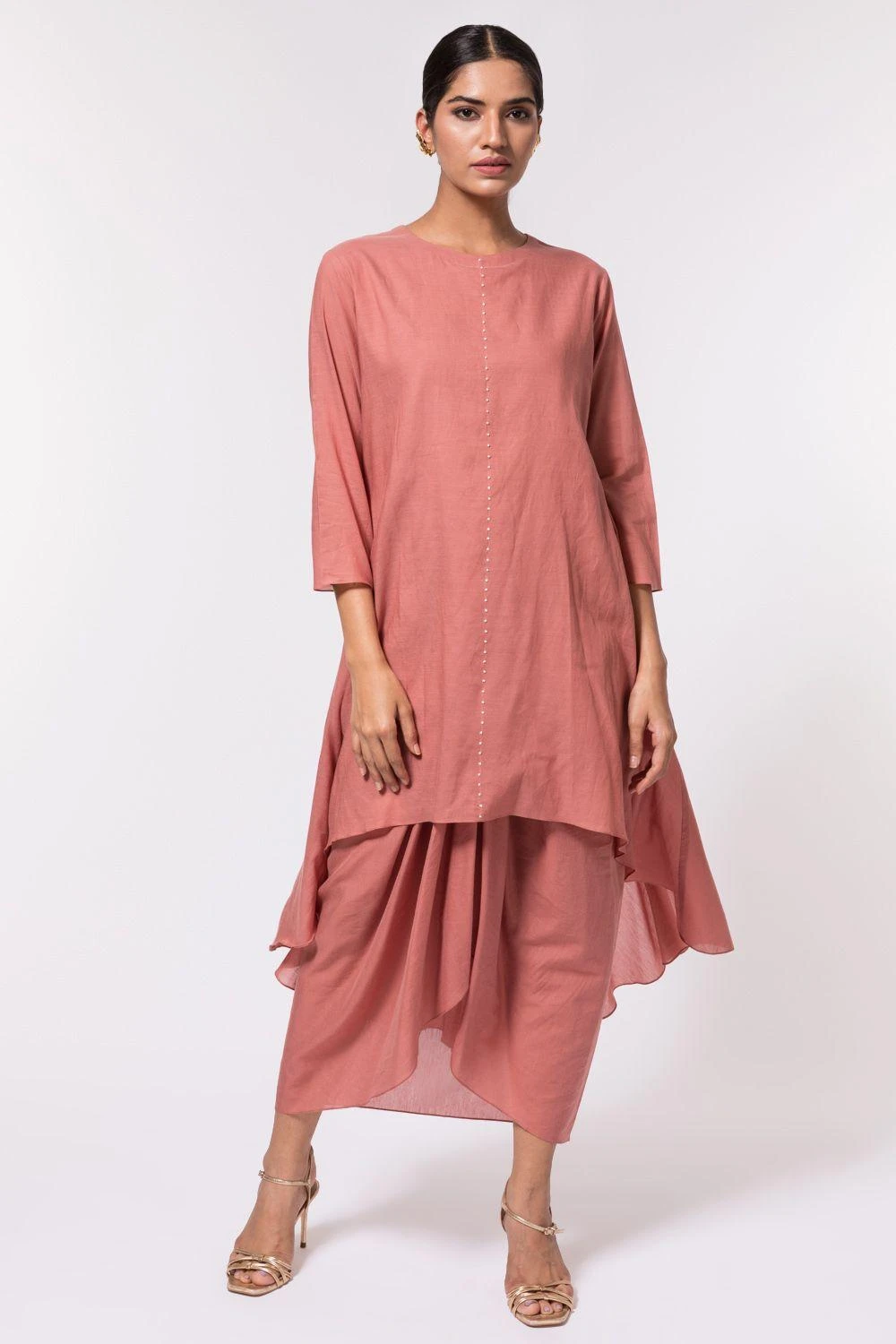 Aikeyah Pink Draped Dress 1 Aikeyah Pink Draped Dress