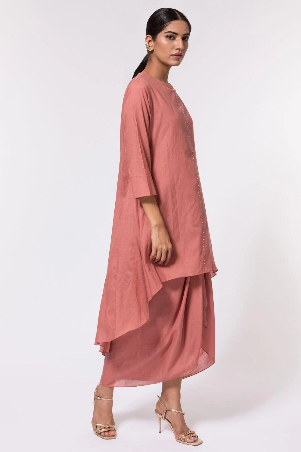 Aikeyah Pink Draped Dress 2 Aikeyah Pink Draped Dress - Image 2