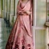 Mishru Peach Embroidered Gradient Lehenga Set