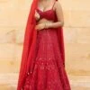 Arpita Mehta Red Mirror & Cutdana Hand Embroidered Lehenga Set