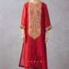 Torani Revathi Bright Red Sheer Silk Kurta Set