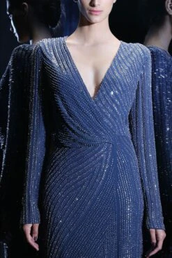 Rohit Gandhi + Rahul Khanna Galaxy Blue Embellished Bodycon Gown -Outlet Spiffy Fits Store 0512rg12 3