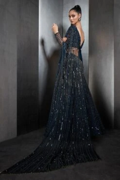 Rohit Gandhi + Rahul Khanna Navy Embellished Lehenga Set -Outlet Spiffy Fits Store 0602rk02 5