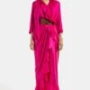 431-88 By Shweta Kapur Fuchsia Pink Scarf Shirt