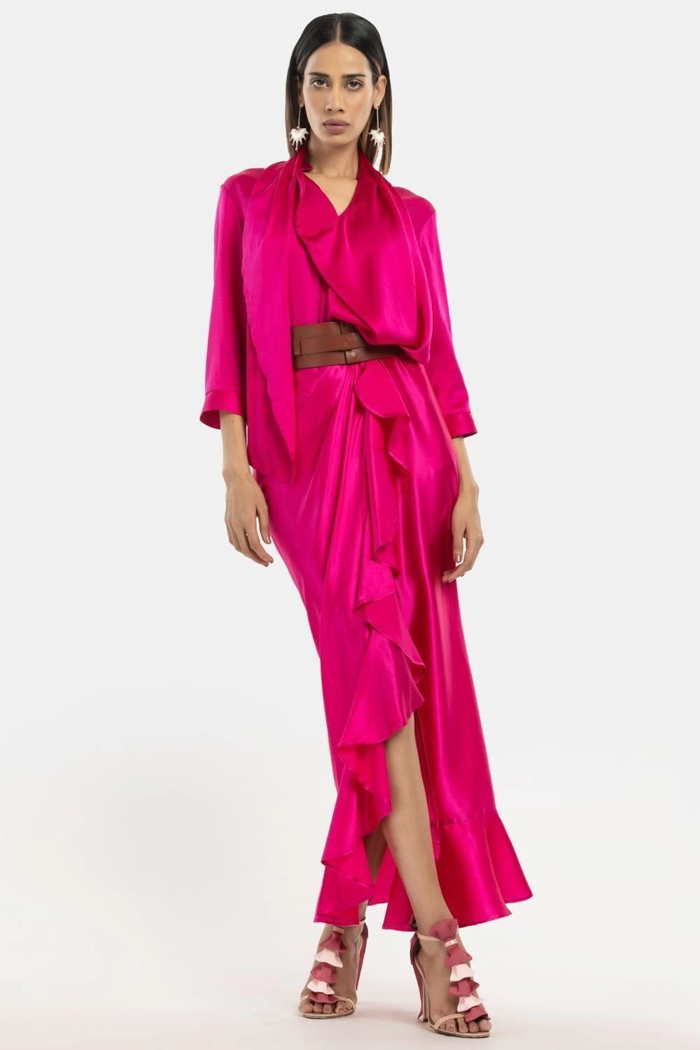 431-88 By Shweta Kapur Fuchsia Pink Scarf Shirt 2 431-88 By Shweta Kapur Fuchsia Pink Scarf Shirt - Image 2