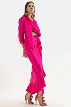 431-88 By Shweta Kapur Fuchsia Pink Scarf Shirt 8 431-88 By Shweta Kapur Fuchsia Pink Scarf Shirt -Outlet Spiffy Fits Store 0602sk02 4 1