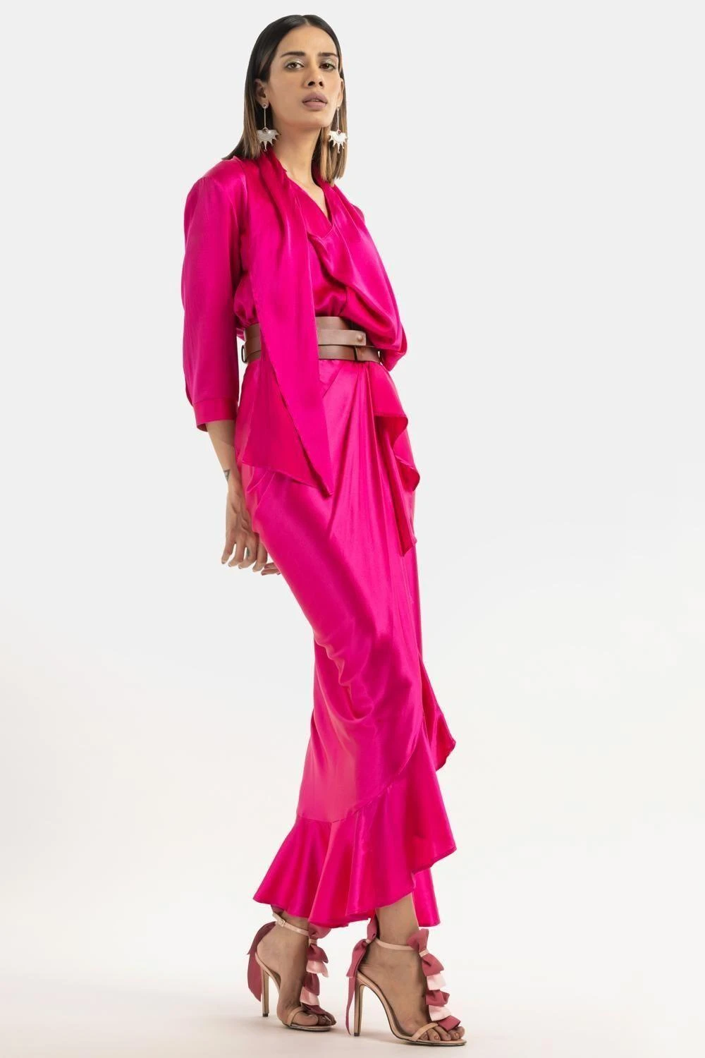 431-88 By Shweta Kapur Fuchsia Pink Scarf Shirt 4 431-88 By Shweta Kapur Fuchsia Pink Scarf Shirt - Image 4