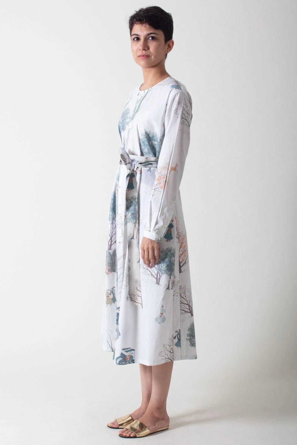 SUKETDHIR White Printed Poplin Shirt Dress 2 SUKETDHIR White Printed Poplin Shirt Dress - Image 2