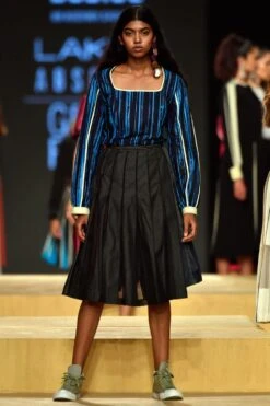 Bodice Black Panelled Denim Skirt