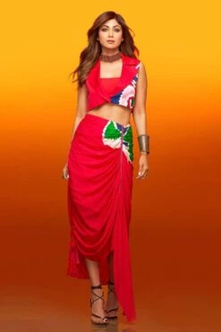 Saaksha & Kinni Paisley Printed Draped Asymmetric Skirt