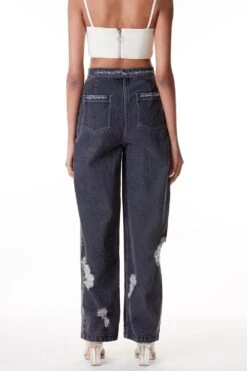 Kanika Goyal Label Dark Grey Distressed Denim Pants -Outlet Spiffy Fits Store 110kg13 3