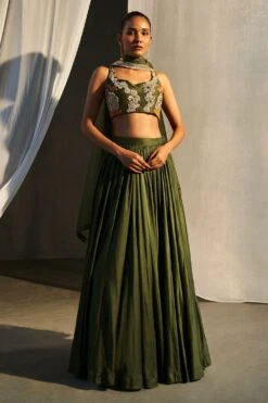 Bhumika Sharma Green Embroidered Lehenga Set