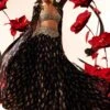 Bhumika Sharma Black Rosette Cape Set
