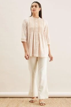 PATINE Beige Hand Embroidered Chikankari Top