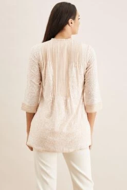 PATINE Beige Hand Embroidered Chikankari Top -Outlet Spiffy Fits Store 111pat14 5