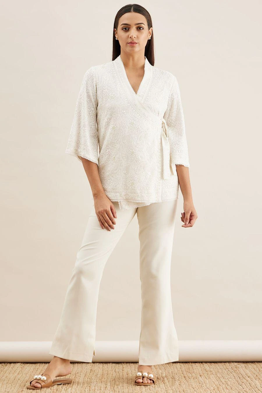 PATINE White Chikankari Wrap Top 1 PATINE White Chikankari Wrap Top