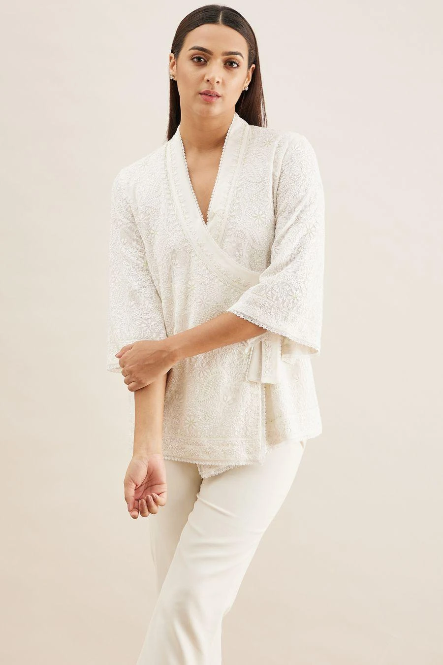 PATINE White Chikankari Wrap Top 2 PATINE White Chikankari Wrap Top - Image 2