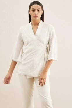 PATINE White Chikankari Wrap Top 9 PATINE White Chikankari Wrap Top -Outlet Spiffy Fits Store 111pat41 3