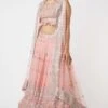 Gopi Vaid Pink Embellished Lehenga Set With Cape