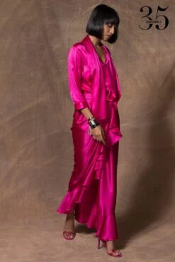 431-88 By Shweta Kapur Fuschia Silk Ruffled Skirt -Outlet Spiffy Fits Store 115ske15 4