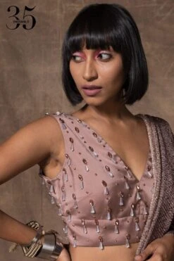 431-88 By Shweta Kapur Mauve Embellished V-neck Blouse -Outlet Spiffy Fits Store 115ske31 4