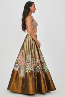 Aisha Rao Gold Floral Embellished Lehenga Set 9 Aisha Rao Gold Floral Embellished Lehenga Set -Outlet Spiffy Fits Store 11723ar11 4