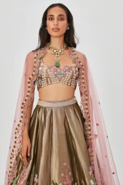 Aisha Rao Gold Floral Embellished Lehenga Set 10 Aisha Rao Gold Floral Embellished Lehenga Set -Outlet Spiffy Fits Store 11723ar11 5