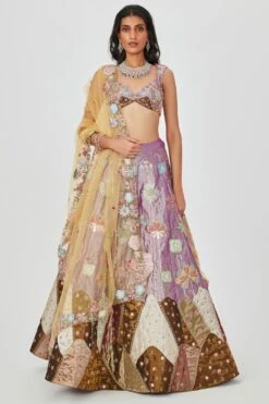 Aisha Rao Purple Floral Embellished Lehenga Set