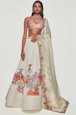 Aisha Rao Ivory Embellished Lehenga Set