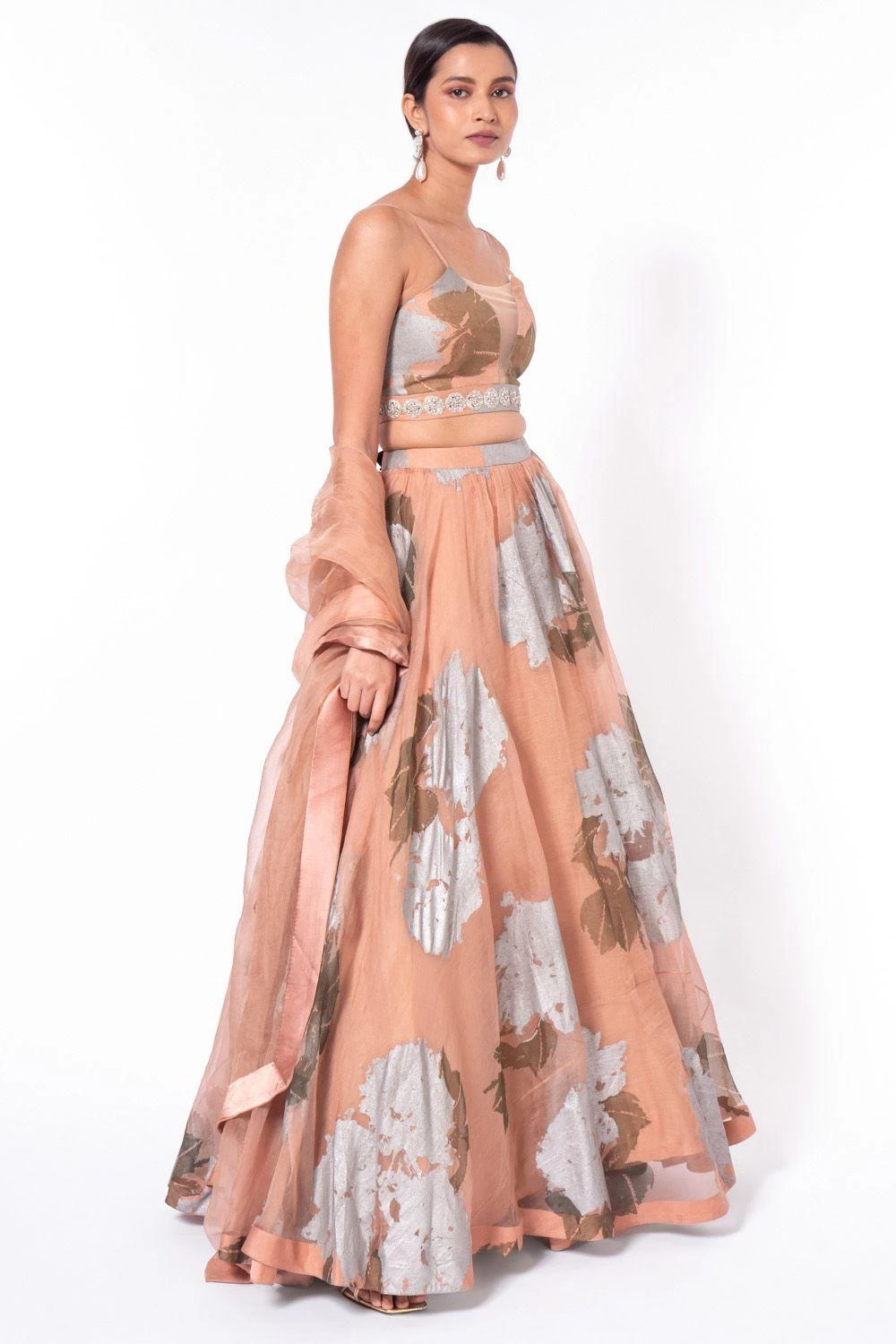Bhumika Sharma Nude Dahlia Print Lehenga Set 5 Bhumika Sharma Nude Dahlia Print Lehenga Set - Image 5