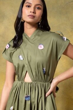 GRAINE Olive Green Cutout Dress -Outlet Spiffy Fits Store 1304gra01 4