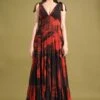 Nikita Mhaisalkar Red Stroke Printed Maxi Dress