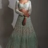 Ritika Mirchandani Aqua Geometric Embroidered Lehenga Set