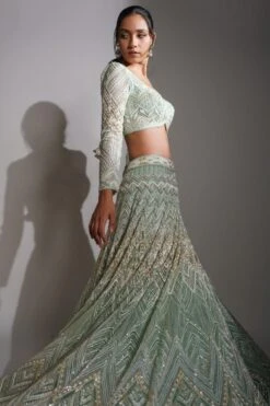 Ritika Mirchandani Aqua Geometric Embroidered Lehenga Set -Outlet Spiffy Fits Store 1312rm20 3