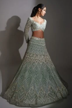 Ritika Mirchandani Aqua Geometric Embroidered Lehenga Set -Outlet Spiffy Fits Store 1312rm20 6