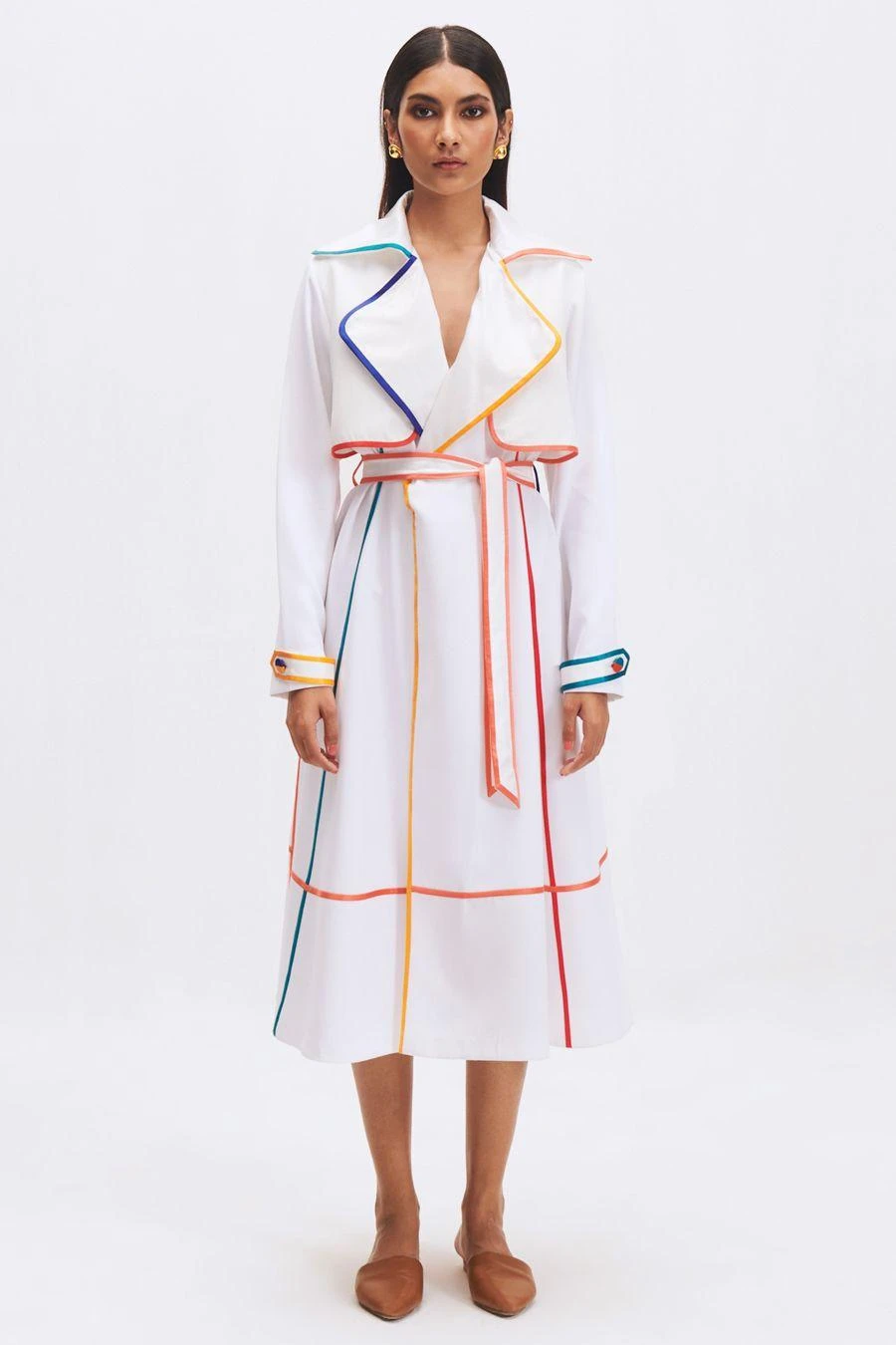 Kshitij Jalori Ivory Striped Trench Dress 1 Kshitij Jalori Ivory Striped Trench Dress