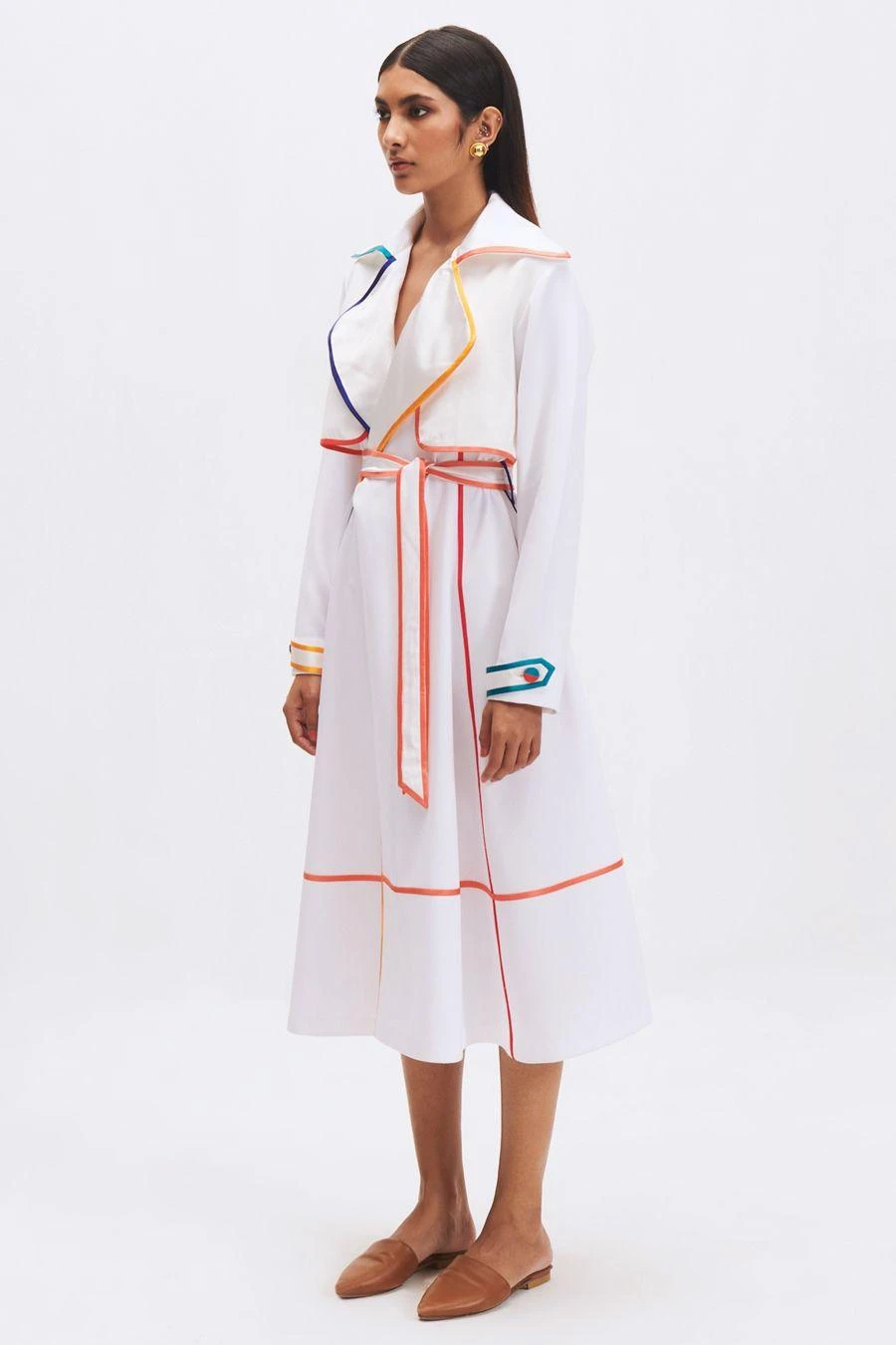Kshitij Jalori Ivory Striped Trench Dress 2 Kshitij Jalori Ivory Striped Trench Dress - Image 2