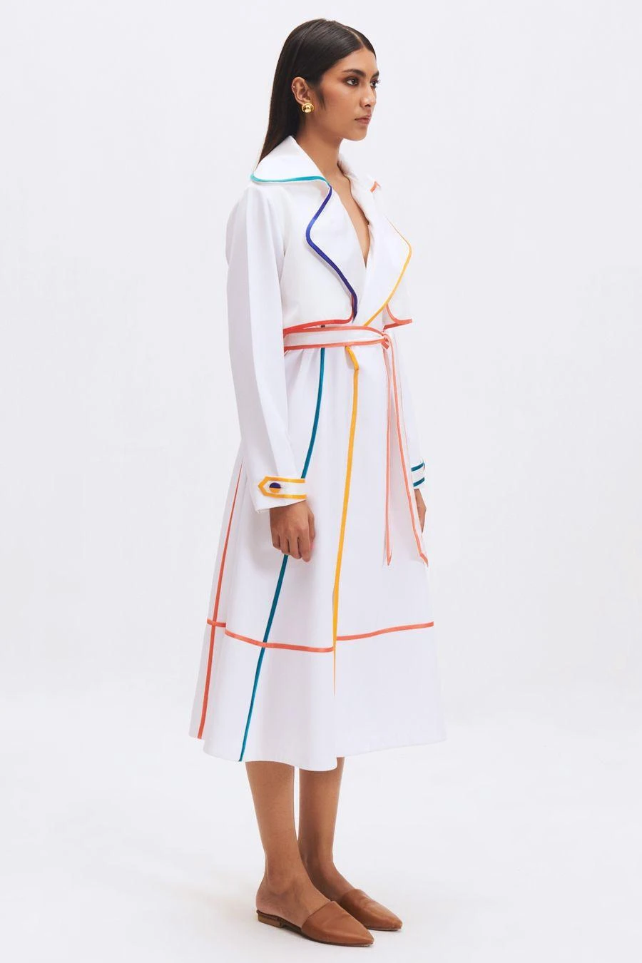 Kshitij Jalori Ivory Striped Trench Dress 3 Kshitij Jalori Ivory Striped Trench Dress - Image 3