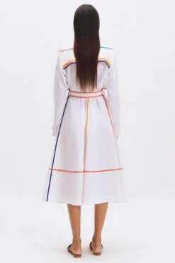 Kshitij Jalori Ivory Striped Trench Dress 7 Kshitij Jalori Ivory Striped Trench Dress -Outlet Spiffy Fits Store 1404kj16 4