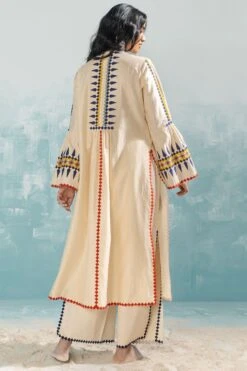 Ikai Beige High Slit Cutwork Pants -Outlet Spiffy Fits Store 1411ik35 6