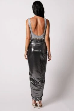 431-88 By Shweta Kapur Silver Chrome Scoop Blouse 5 431-88 By Shweta Kapur Silver Chrome Scoop Blouse -Outlet Spiffy Fits Store 1411sk30 3