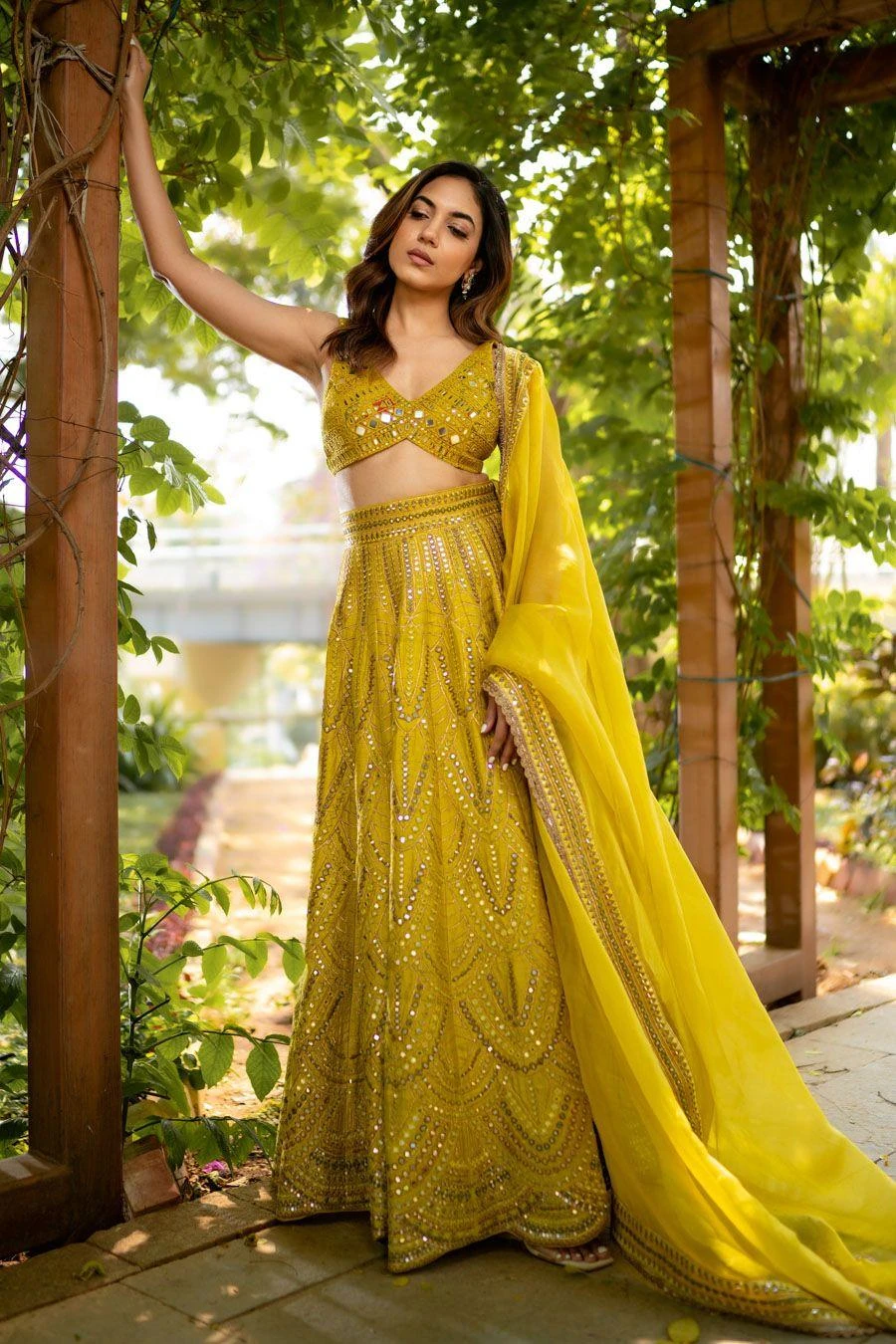 Archana Jaju Mustard Kalamkari Lehenga Set 1 Archana Jaju Mustard Kalamkari Lehenga Set