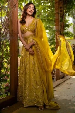 Archana Jaju Mustard Kalamkari Lehenga Set 13 Archana Jaju Mustard Kalamkari Lehenga Set -Outlet Spiffy Fits Store 1423aac6 5