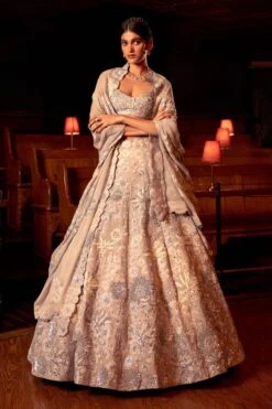 Mishru Grey Floral Embroidered Lehenga Set