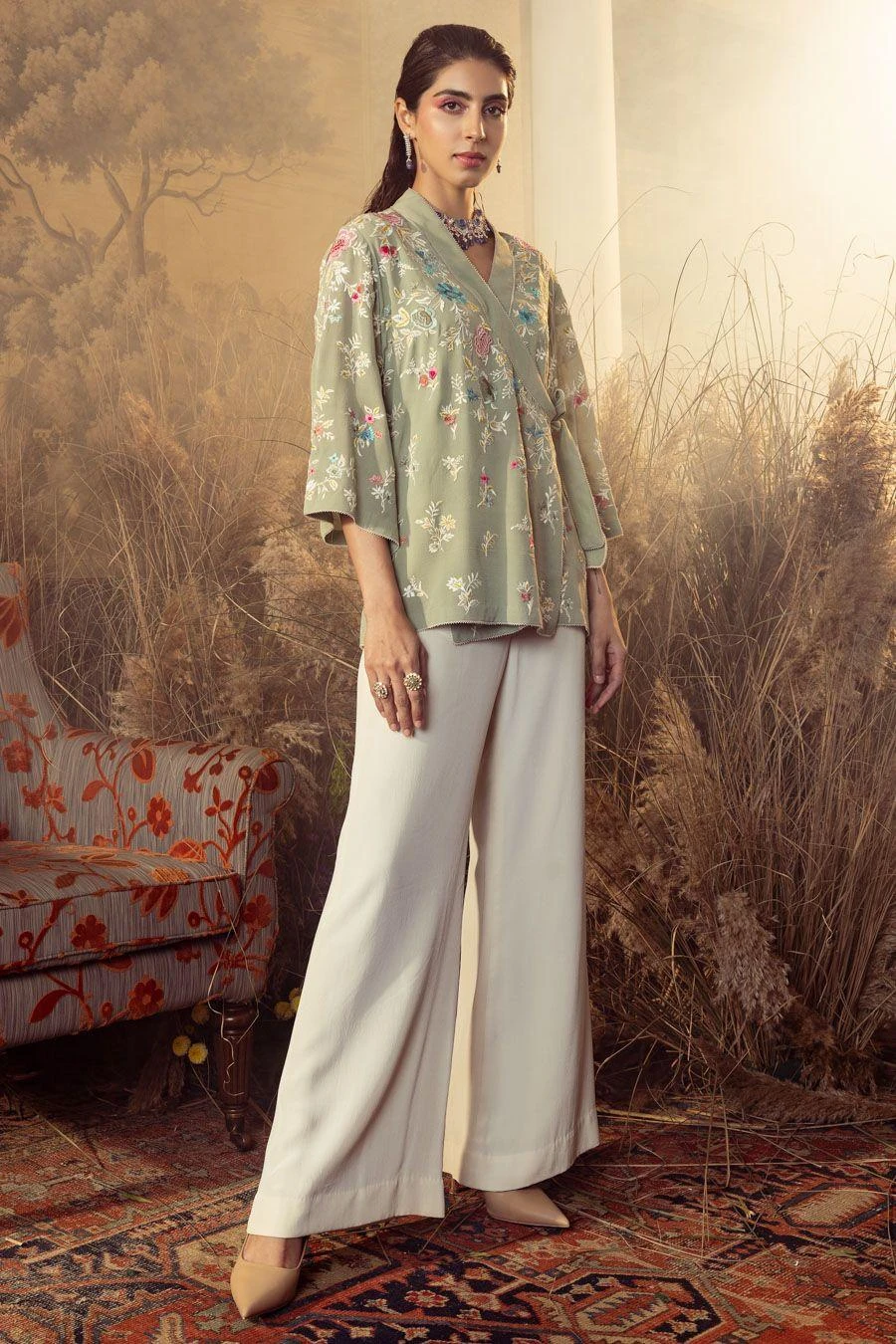 PATINE Sage Green Embroidered Wrap Top 1 PATINE Sage Green Embroidered Wrap Top