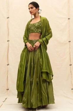 Punit Balana Olive Green Embellished Lehenga Set -Outlet Spiffy Fits Store 153sw6 3